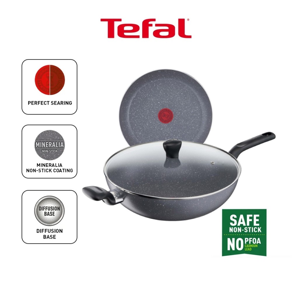 Tefal Natura Wokpan With Lid 32cm Non Stick Cookware B22694